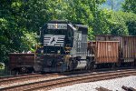 NS 1639 heads up a work train at Oneida 